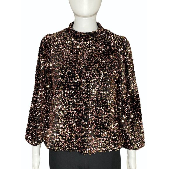 NANETTE By Nanette Lepore Women’s Medium Blush Sequin Top NEW - Picture 1 of 7